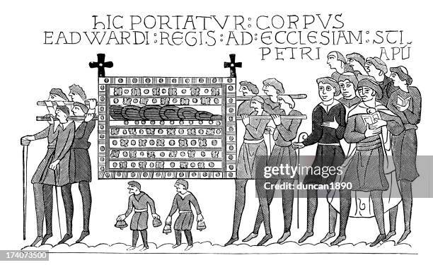 funeral of st. edward the confessor - tapestry stock illustrations