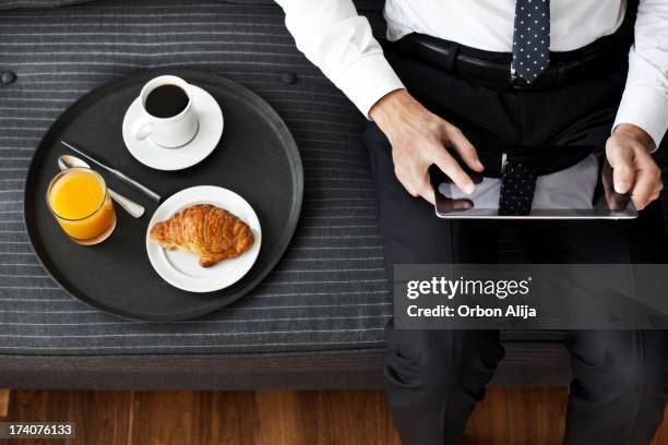 geschäftsmann - businessperson breakfast stock-fotos und bilder
