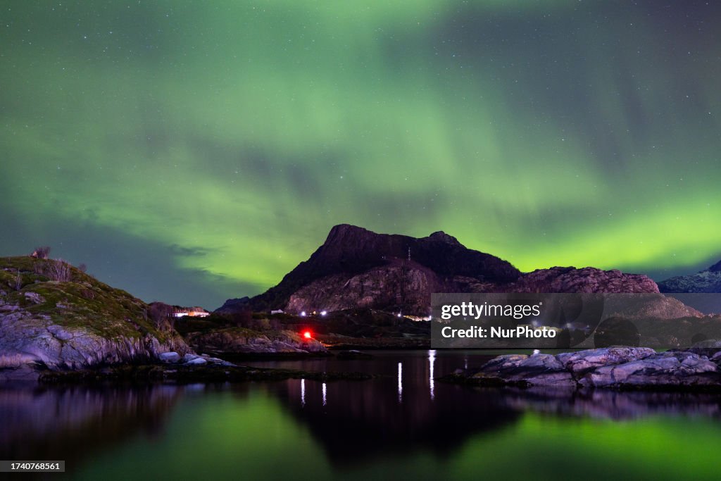 The Northern Lights Appear In The Sky Over Svolvaer
