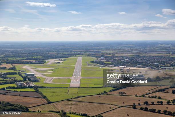 In an aerial view, Brize Norton one of the largest Royal Air Force on August 23,2023 in Oxford, United Kingdom.