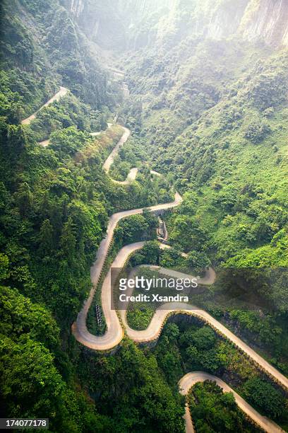 mountain road - tianmen stock pictures, royalty-free photos & images