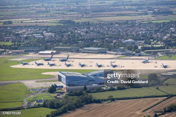 In an aerial view, Brize Norton one of the largest Royal Air Force on August 23,2023 in Oxford, United Kingdom.