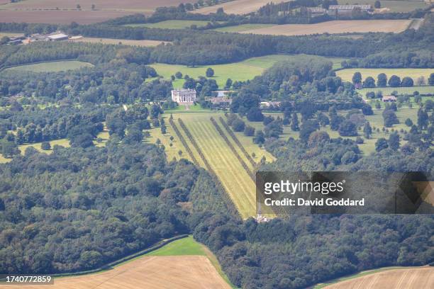 In an aerial view, Tusmore Park on August 23, 2023. In Oxford, United Kingdom.