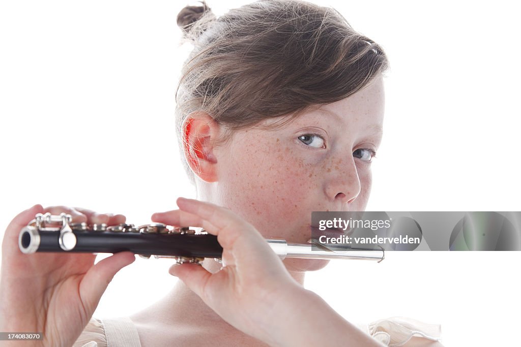 Cute Girl Playing Her Piccolo