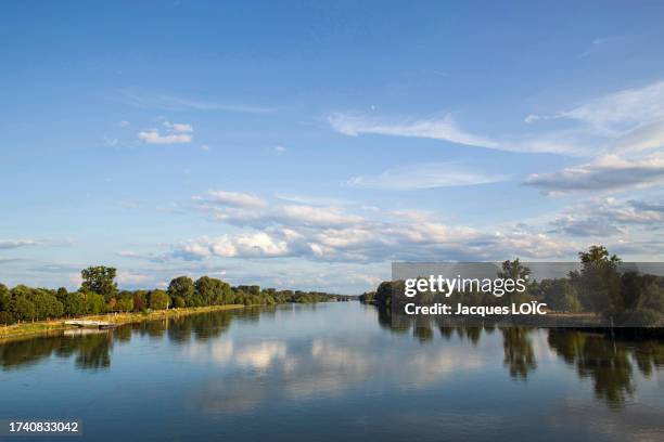 france-germany, the rhine between strasbourg and kehl - rhein stock-fotos und bilder