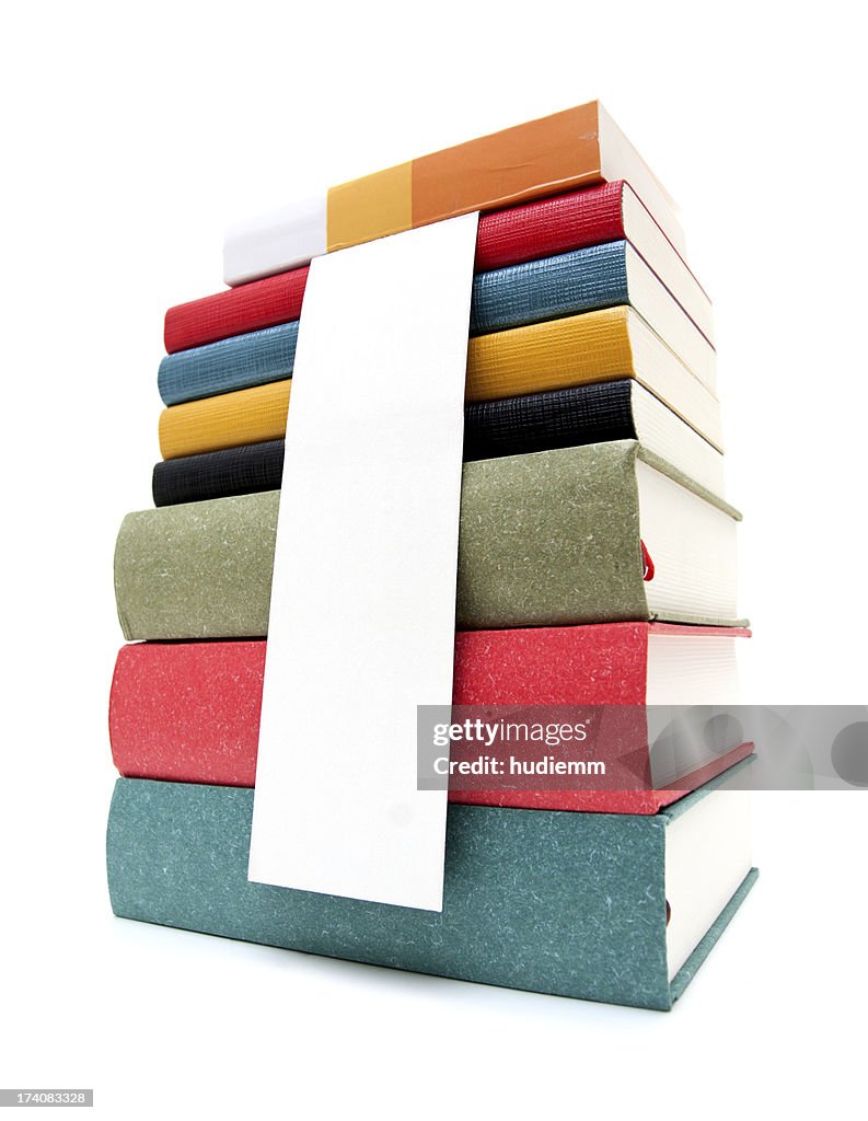 Pile of books isolated on white background