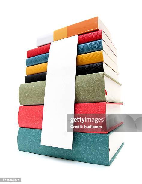 pile of books isolated on white background - bookmark stock pictures, royalty-free photos & images