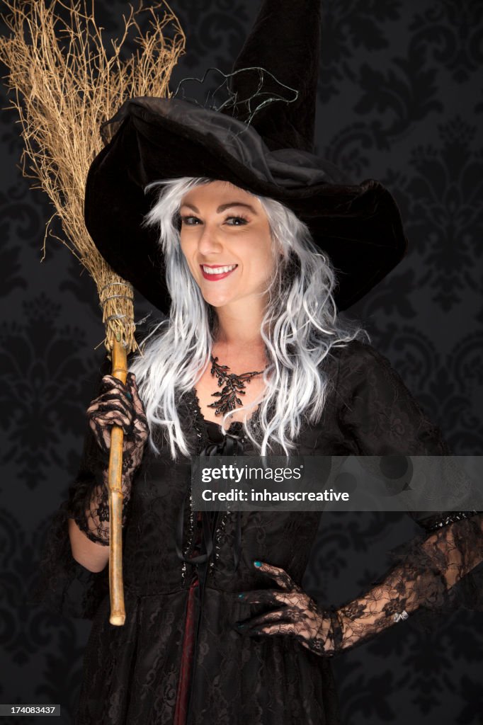 Happy Halloween Witch With Broom