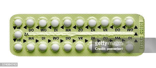 pills in strip - birth control stockfoto's en -beelden