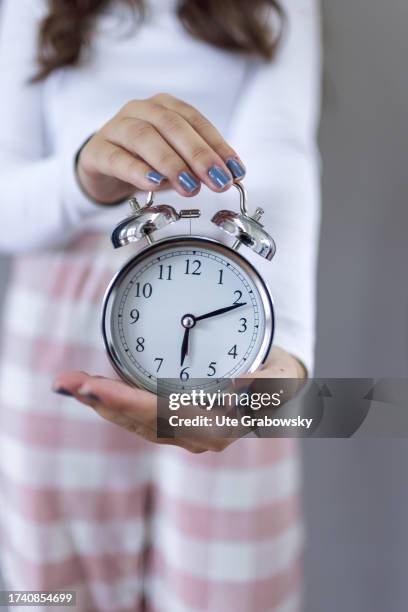 In this photo illustration Oldschool clock on October 04, 2023 in Bonn, Germany.