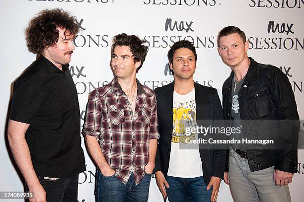 Jamie Morrison, Kelly Jones, Adam Zindani and Richard Jones arrive at the Stereophonics performance at Seymour Theatre on July 20, 2013 in Sydney,...