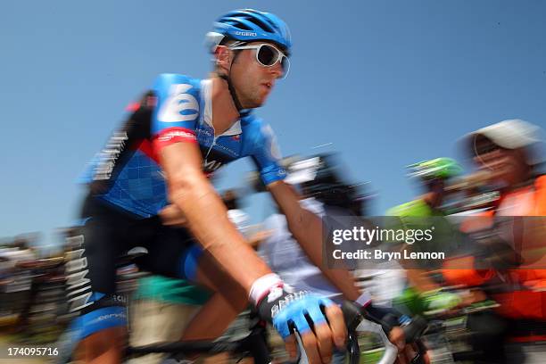 Ryder Hesjedal of Canada and Team Garmin-Sharp prepares to start stage twenty of the 2013 Tour de France, a 125KM road stage from Annecy to...