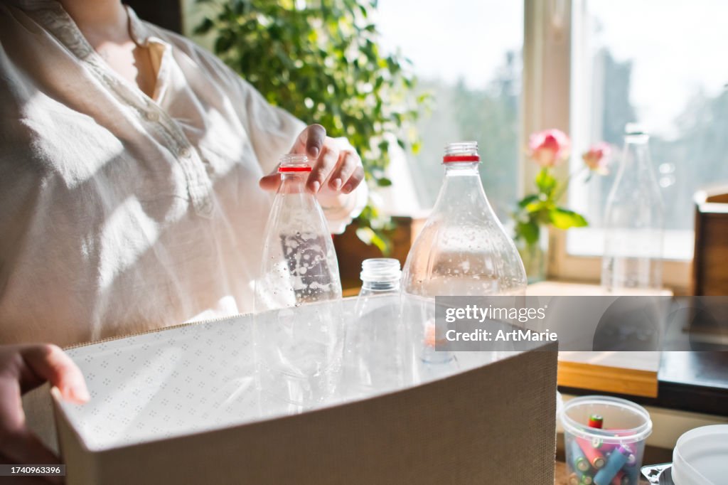 To Sort Out Young Woman Sorting Out Waste At Home Sustainable Lifestyle And Garbage ...