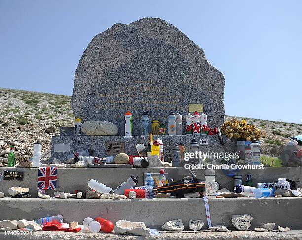 The Tommy Simpson memorial at the top of Mont Ventoux during stage fifteen of the 2013 Tour de France, a 242.5KM road stage from Givors to Mont...