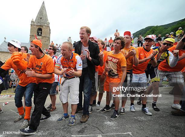 Spectators at Dutch corner cheer on the riders during stage eighteen of the 2013 Tour de France, a 172.5KM road stage from Gap to l'Alpe d'Huez, on...