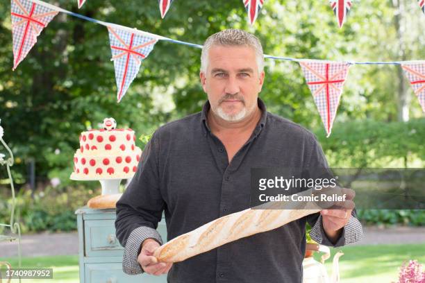 Great British Bake off judge, Paul Hollywood takes part in a photoshoot as part of the 2016 Sport Relief special. Taken in Berkshire on the 25th...