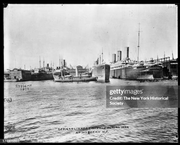 German ocean liners interned during the war, Hoboken, New Jersey, 1917.