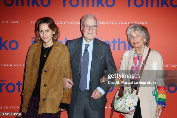 Countess Christine d'Ornano, Baron David René de Rothschild and Isabelle d' Ornano attend the Mark Rothko's Retrospective : Opening Night at La...