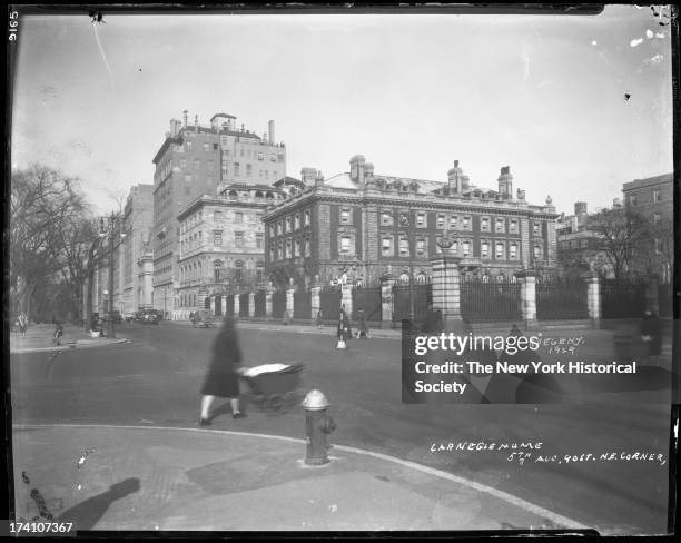 Carnegie residence on Fifth Avenue and 90th Street, later the Cooper-Hewitt Museum, New York, New York, 1929.