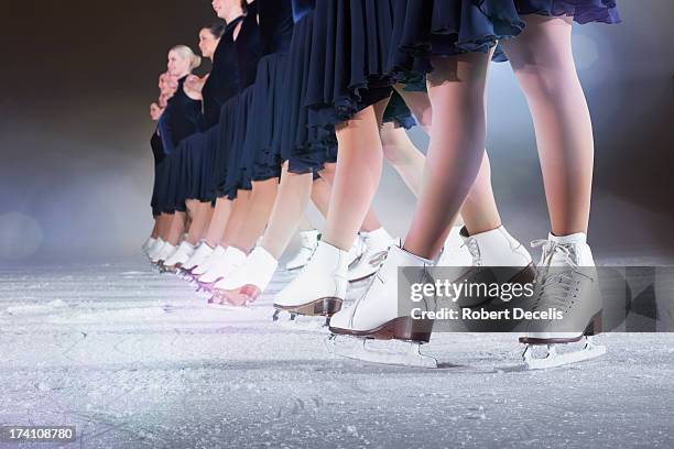 synchro team preparing to skate routine. - figure skating stock pictures, royalty-free photos & images