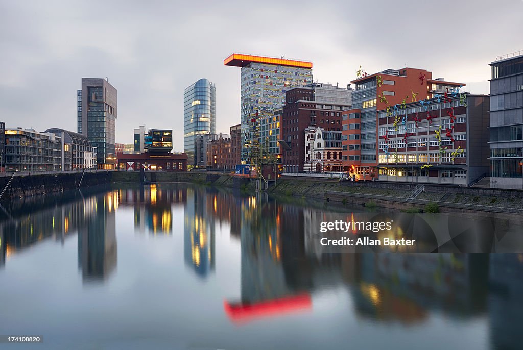 Dusseldorf Mediahafen at dusk