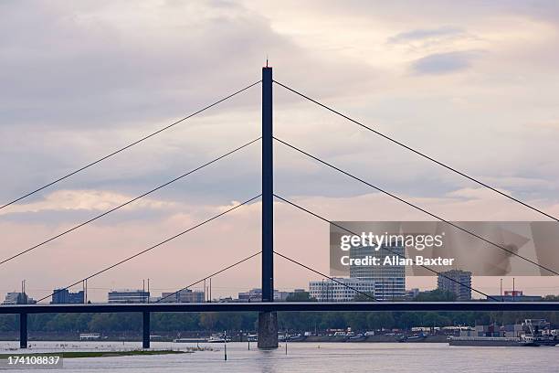oberkassler bridge - cable stayed bridge stock pictures, royalty-free photos & images