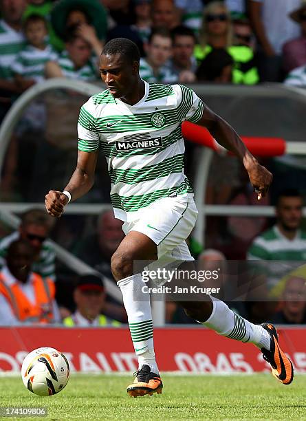 Amido Balde of Celtic controls the ball during a pre season friendly match between Brentford and Celtic at Griffin Park on July 20, 2013 in...