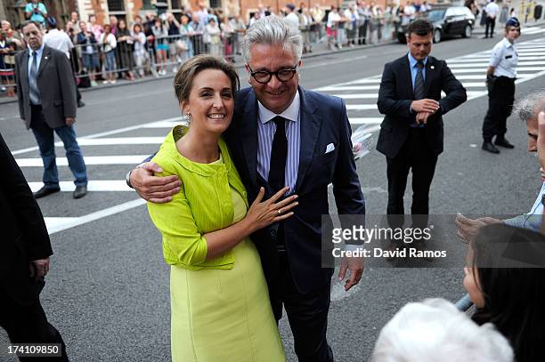 Princess Claire of Belgium and Prince Laurent of Belgium depart the concert held ahead of Belgium abdication & coronation on July 20, 2013 in...