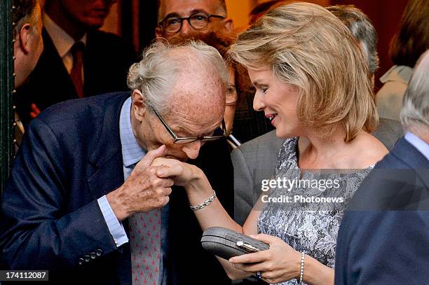 Princess Mathilde of Belgium departs a concert held ahead of Belgium abdication & coronation at the Bozar on July 20, 2013 in Brussels, Belgium.