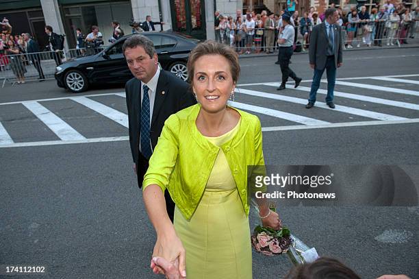 Princess Claire of Belgium departs a concert held ahead of Belgium abdication & coronation at the Bozar on July 20, 2013 in Brussels, Belgium.