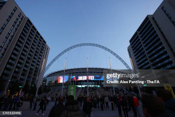 General view outside the stadium prior to the UEFA EURO 2024 European qualifier match between England and Italy at Wembley Stadium on October 17,...