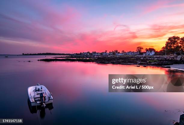 scenic view of lake against sky during sunset,greenwich,connecticut,united states,usa - connecticut stock pictures, royalty-free photos & images