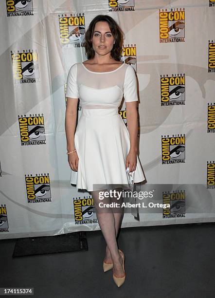 Actress Antje Traue appears at the Warner Bros. And Legendary Pictures preview of "Seventh Son" during Comic-Con International 2013 at San Diego...