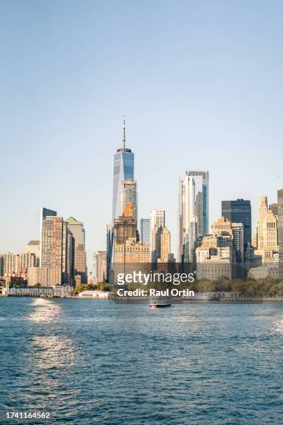 new york city skyline from hudson river. - new york vacation rooftop stock pictures, royalty-free photos & images