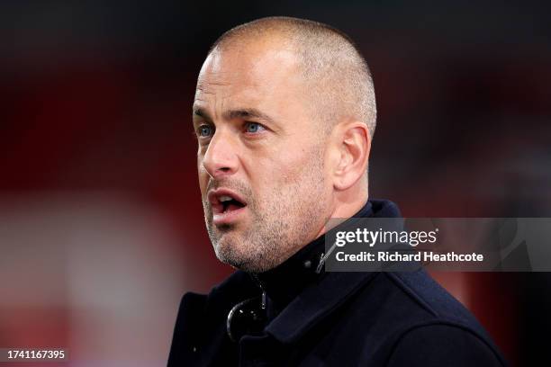 Former Footballer and TV Pundit Joe Cole looks on prior to the UEFA EURO 2024 European qualifier match between England and Italy at Wembley Stadium...