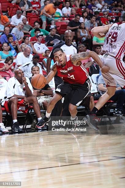 Anthony Marshall of the Miami Heat drives the ball during the NBA Summer League game between the Cleveland Cavaliers and the Miami Heat on July 20,...