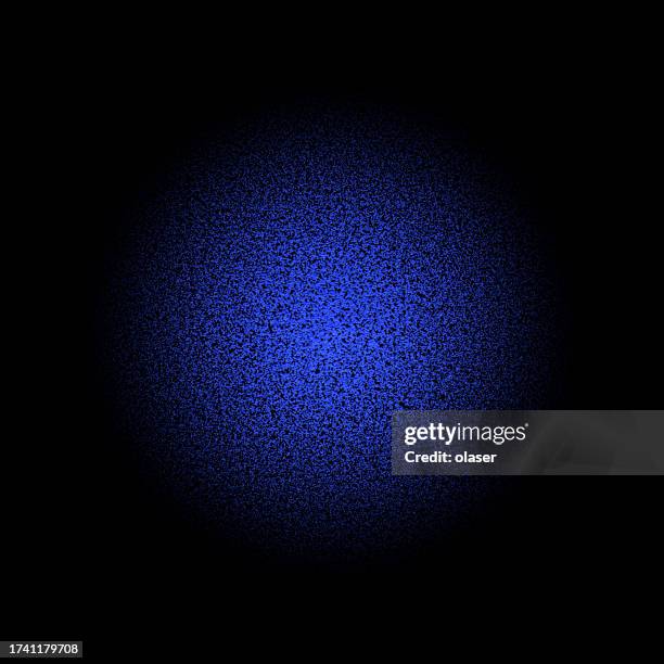 a mesmerizing radial pattern of small blue spheres in a cloud formation set against a stark black background. - tiny stock illustrations