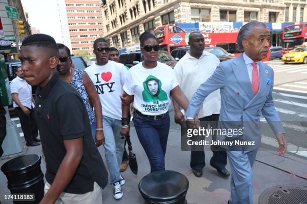Sybrina Fulton and Al Sharpton attend National Action Network 100 City "Justice For Trayvon" Vigil on July 20, 2013 in New York City.