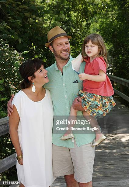 Actress Tiffani Thiessen, husband Brady Smith, and daugther Harper Smith attend Children's Museum Of The East End's 5th Annual Family Fair on July...