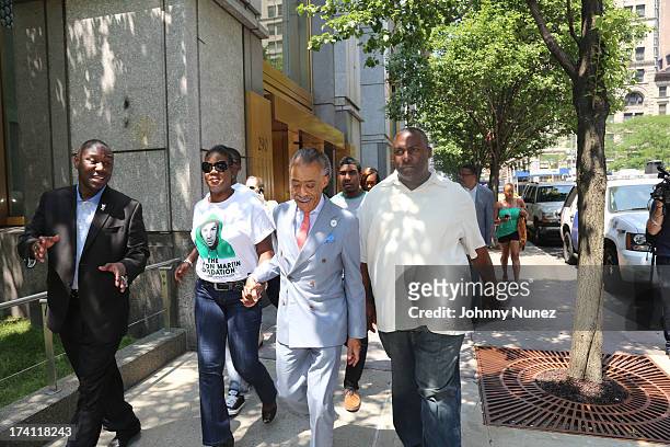 Attorney Benjamin Crump, Sybrina Fulton, Al Sharpton and attorney Daryl Parks attend National Action Network 100 City "Justice For Trayvon" Vigil on...