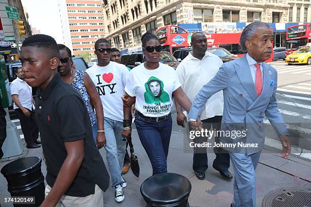 Sybrina Fulton and Al Sharpton attend National Action Network 100 City "Justice For Trayvon" Vigil on July 20, 2013 in New York City.