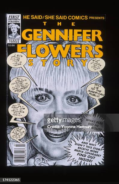 The cover of The Gennifer Flowers Story/Clinton comic book by He Said/She Said Comics is photographed August 1, 1993 in New York City.