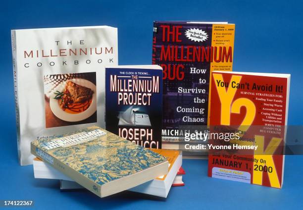 Sample of millennium/Y2K related books are photographed December 1, 1999 in New York City.