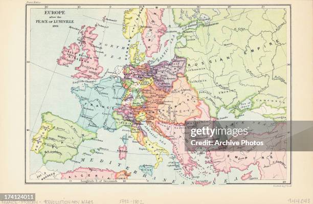 Color map of Europe, after the peace of Luneville, February 9th 1801.