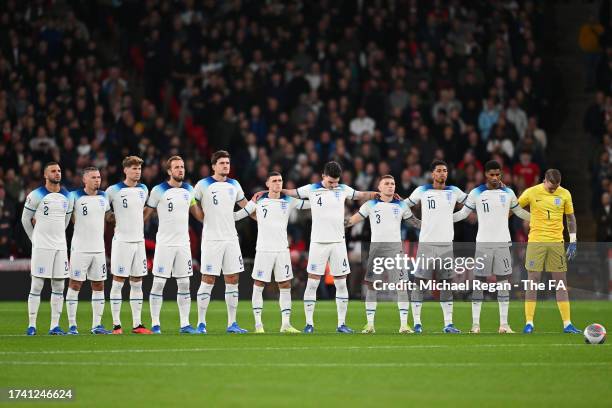 Players, match officials and fans observe a minute's silence in memory of two Swedish supporters, victims of yesterday’s terrorist attack in Brussels...