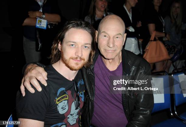 Actors James McAvoy and Patrick Stewart appear at the 20th Century Fox "X-Men: Days of Future Past" panel during Comic-Con International 2013 at San...