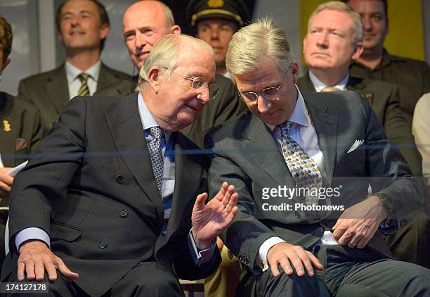 King Albert II of Belgium and Prince Philippe of Belgium attend an evening of concerts the 'Bal National' in the Marolles neighbourhood of Brussels...