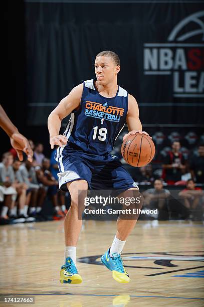 Brandon Triche of the Charlotte Bobcats protects the ball during NBA Summer League game between the Charlotte Bobcats and the D-League Select Team on...