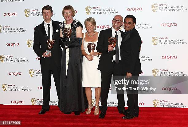 Special Factual Winners, Joe Evans, Grayson Perry, Dina Lord and Neil Crombie pose in the press room at the Arqiva British Academy Television Awards...