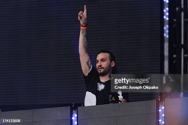 Steve Angello performs at the Electric Daisy Carnival: London 2013 at Queen Elizabeth Olympic Park on July 20, 2013 in London, England.